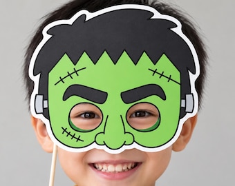 Frankenstein-Papiermaske – Kostümidee für Halloween – Grusel-Bastelprojekt – Partygeschenk – Druckbare Monstermaske – Sofort-Download