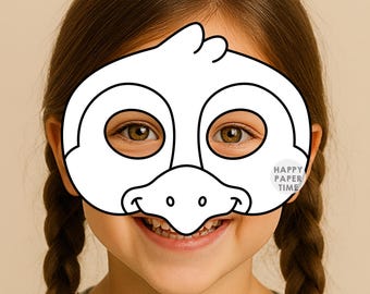 Pinguïn papieren masker kostuum kleurplaat knutselwerkje koud weer winter dieren activiteit feestartikel printbaar - Direct te downloaden PDF
