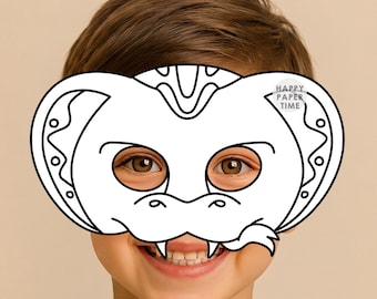 Cobra snake paper mask costume jungle animal coloring craft activity zoo Party favor Animal Printable mask - Instant Download