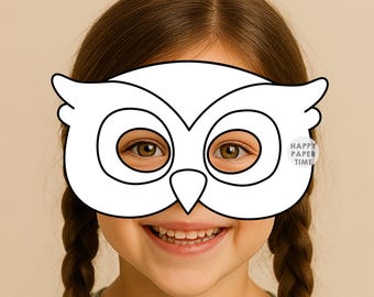 Eule Maske Papier druckbare Wald Waldtier Handwerk Aktivität Kostüm spielen - Sofortiger Download PDF