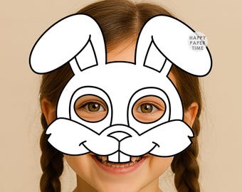 Hase Papiermaske Kostüm Bauernhof Tier Färbung Handwerk Aktivität Party Gunst druckbare Vorlage - Instant Download PDF