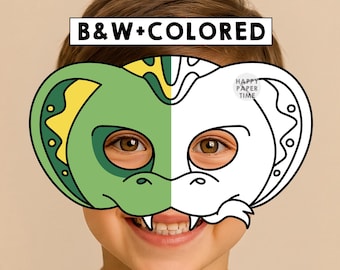 Cobra snake paper mask costume jungle animal coloring craft activity zoo Party favor Animal Printable mask - Instant Download