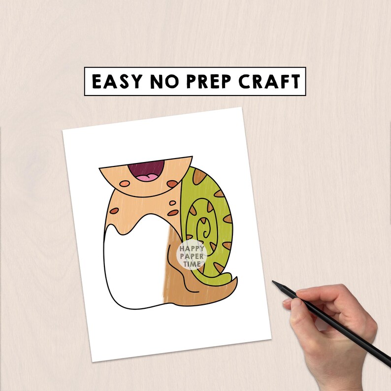 Snail Paper Bag Puppet Printable Spring Bugs Insects Animal Craft Activity Cut Paste Coloring Party Favor Instant Download image 6