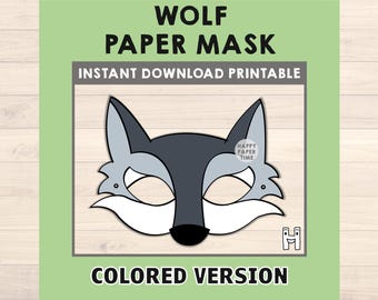 Wolf costume Animal Mask - Wolf Mask - Wolf Party - Animal Printable Mask - Woodland Mask - Instant Download