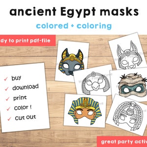 Ancient Egypt Masks Template Pharaoh Cleopatra Mummy Horus Anubis Bast ...