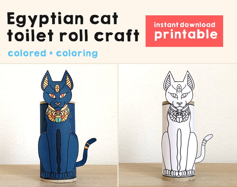 Egyptian Cat Toilet Paper Roll Craft Ancient Egypt Party Etsy
