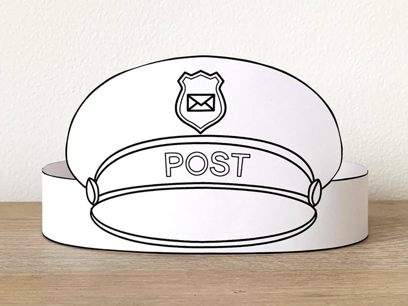 Postman Cap Hat Paper Crown Party Coloring Printable Kids | Etsy