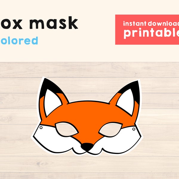 Fox costume Animal Mask - Fox mask - Fox Party - Animal Printable Mask - Animal Party - Woodland Party - Instant Download