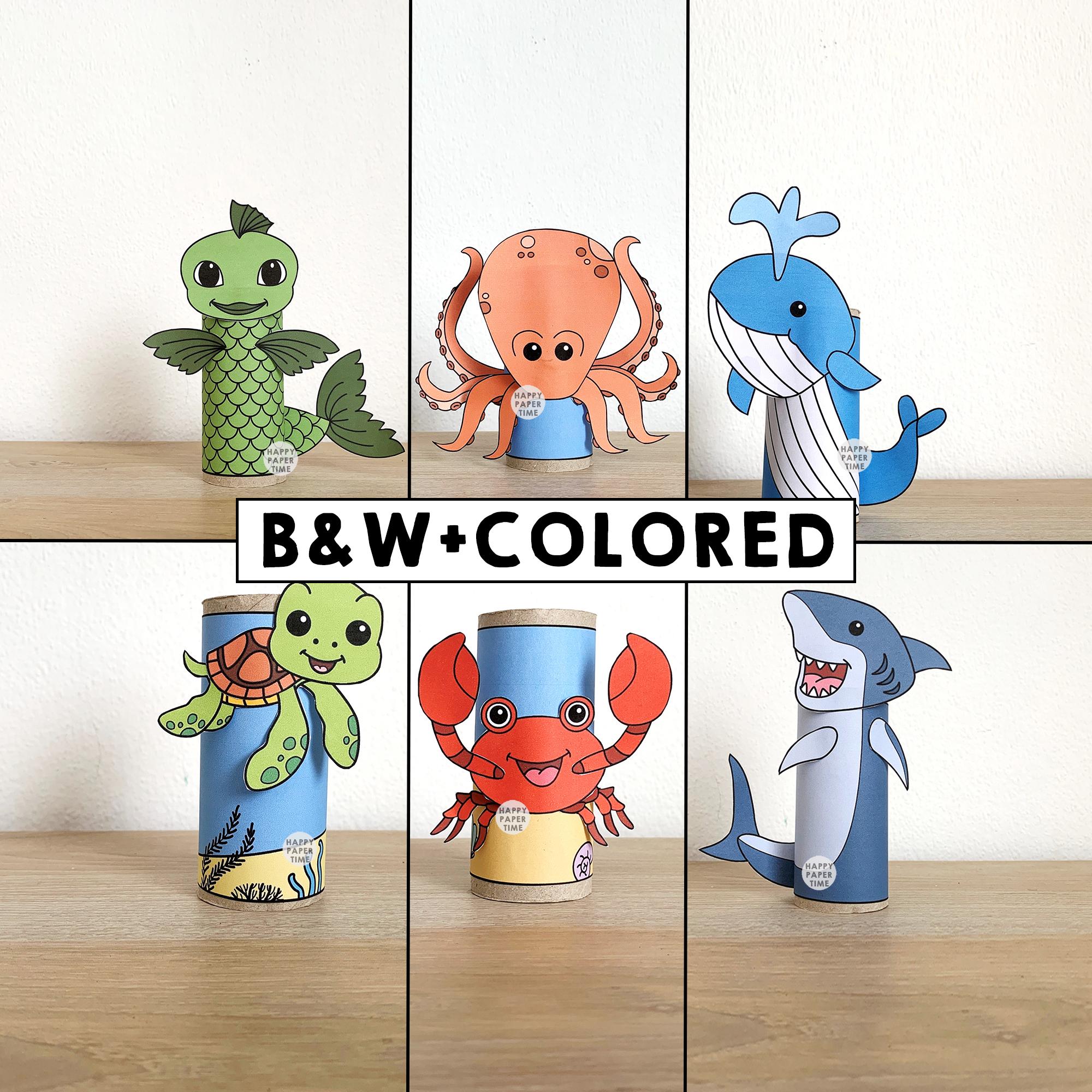 Ocean Animals Toilet Paper Roll Craft Wild Party Coloring Printable…