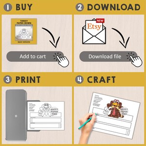 Fascia per capelli da tacchino, corona di carta, cappello, festa del Ringraziamento, da colorare, stampabile, per bambini, costume, bomboniera, autunno, fai da te - Download immediato immagine 5
