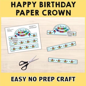 Happy Birthday Paper Crown Party Activity Printable Kids Template Craft ...