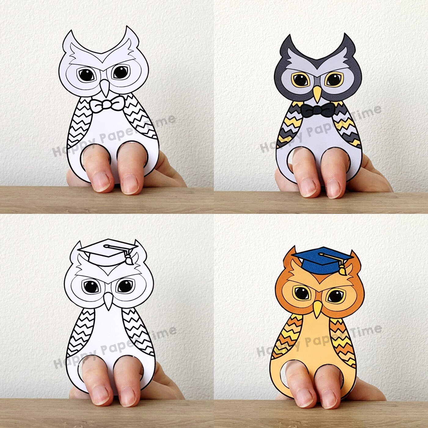 Owl Puppet Paper Craft Printable Finger Puppet Kids Craft Animal ...