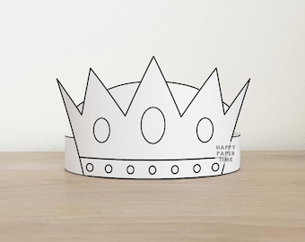 King Paper crown template Fantasy Medieval Party Headband Coloring Printable Kids Craft Birthday Favor favor DIY - Instant Download
