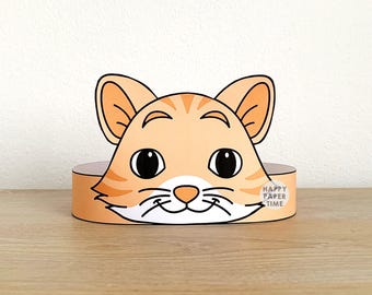 Cat Paper Crown Headband Pet Animal Printable Kids Craft Kitten Party Costume Birthday Printable Favor Costume DIY - Instant Download