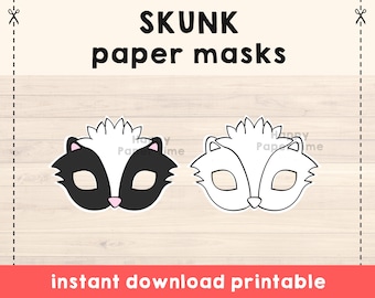 Skunk mask Woodland mask Animal mask Kids Party Favor Skunk printable Woodland printable Animal Party prop Woodland Animal Printable Mask