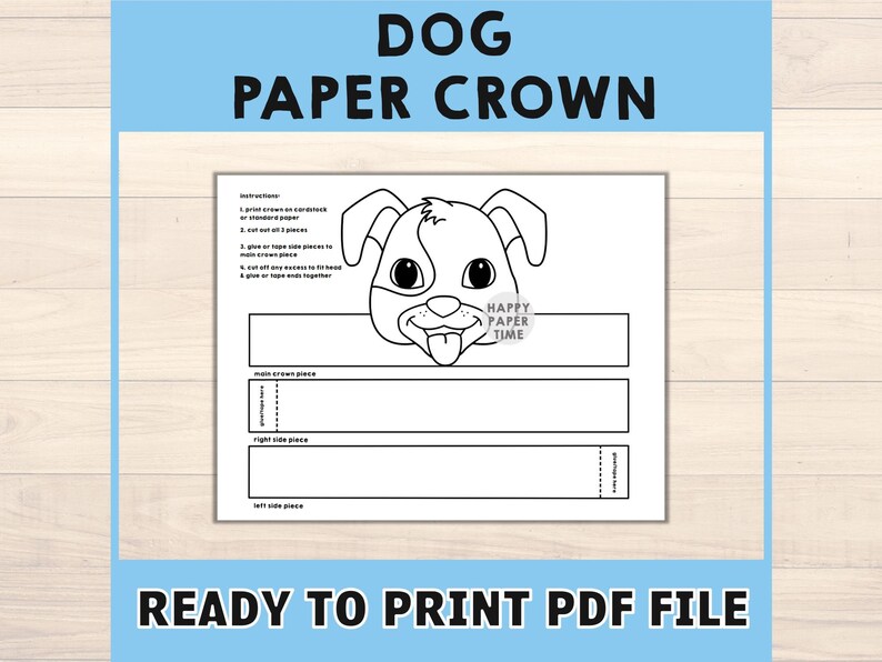 Dog Paper Crown Headband Pet Animal Coloring Printable Kids Craft Puppy ...