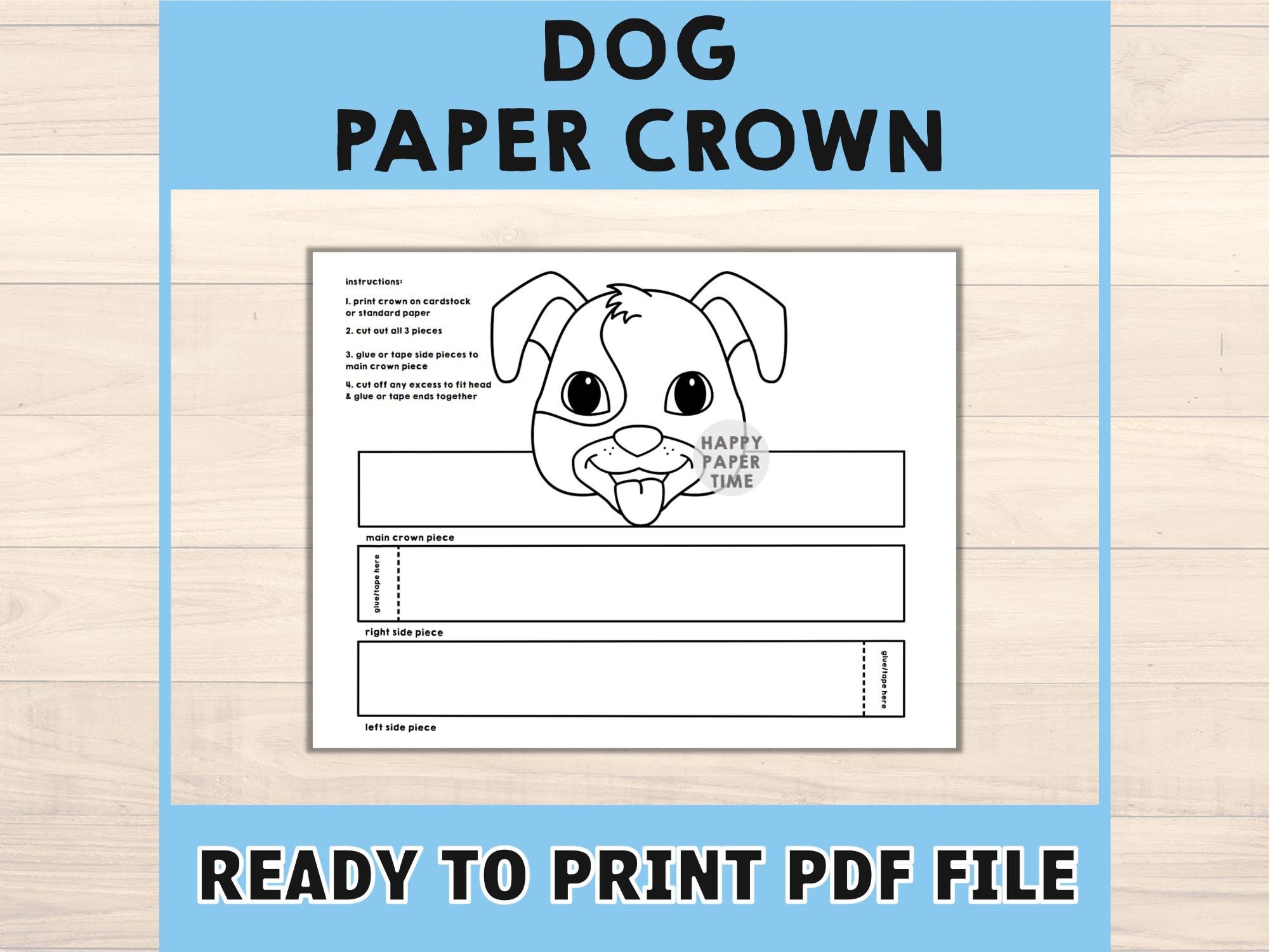Dog Paper Crown Headband Pet Animal Coloring Printable Kids Craft Puppy ...