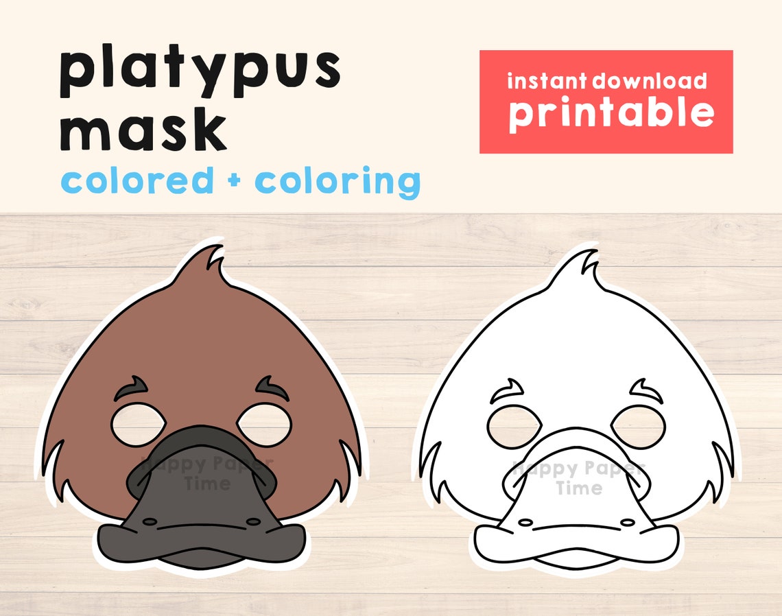 Platypus Mask Costume Animal Mask Printable Party Favor Safari - Etsy.de