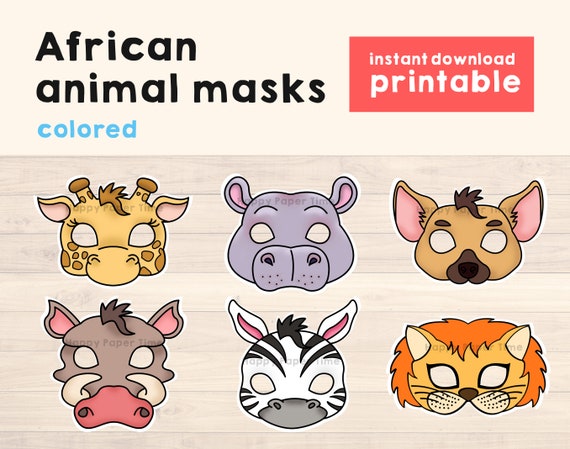 smugling betaling mager African Masks Animal Template Giraffe Hippo Lion Zebra Hyena - Etsy