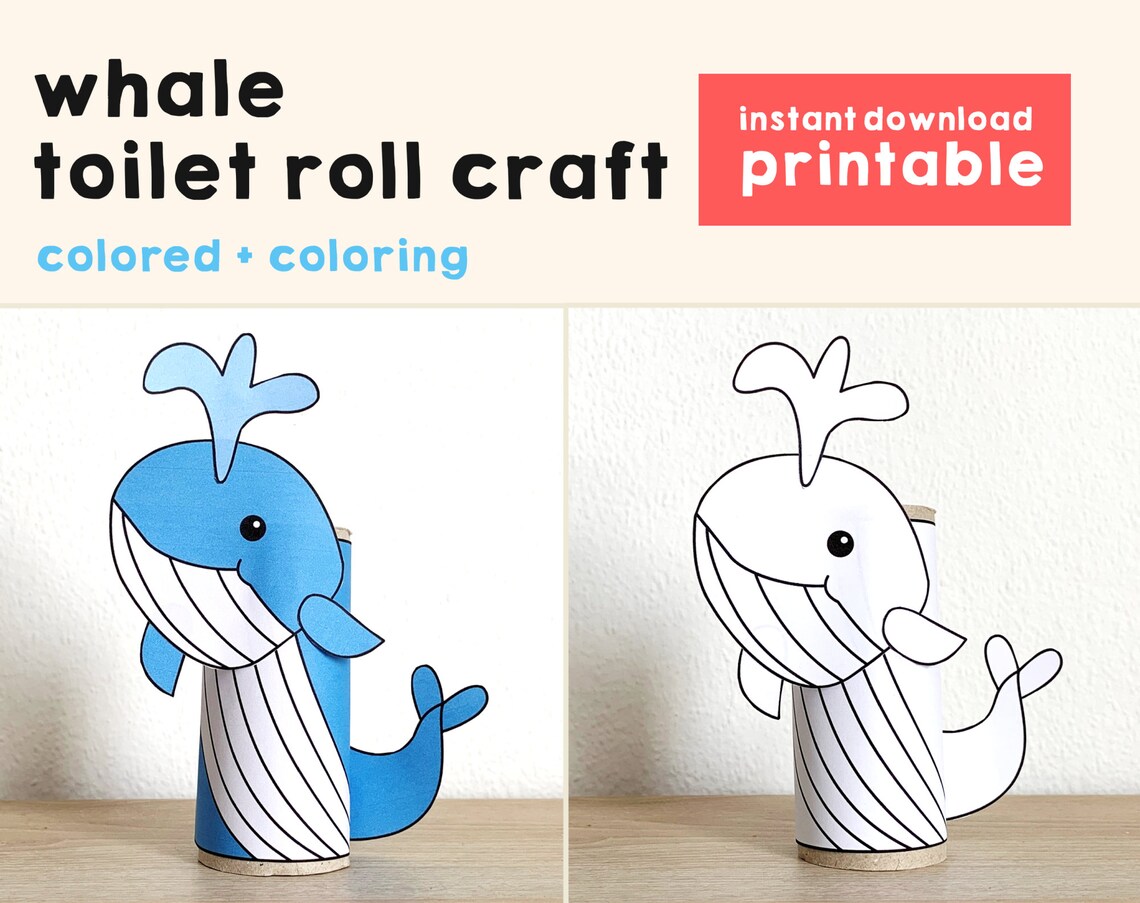 Whale Toilet Paper Roll Craft Ocean Animal Beach Sea Party Etsy