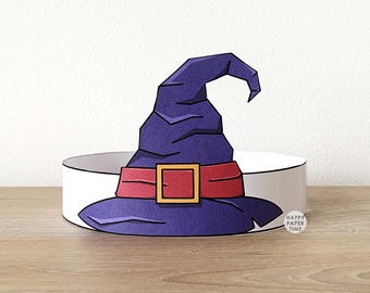 Hexenhut Papier Krone Stirnband Handwerk Halloween Party Kostüm Printable Kids Craft Birthday Favor pdf Vorlage - Instant Download