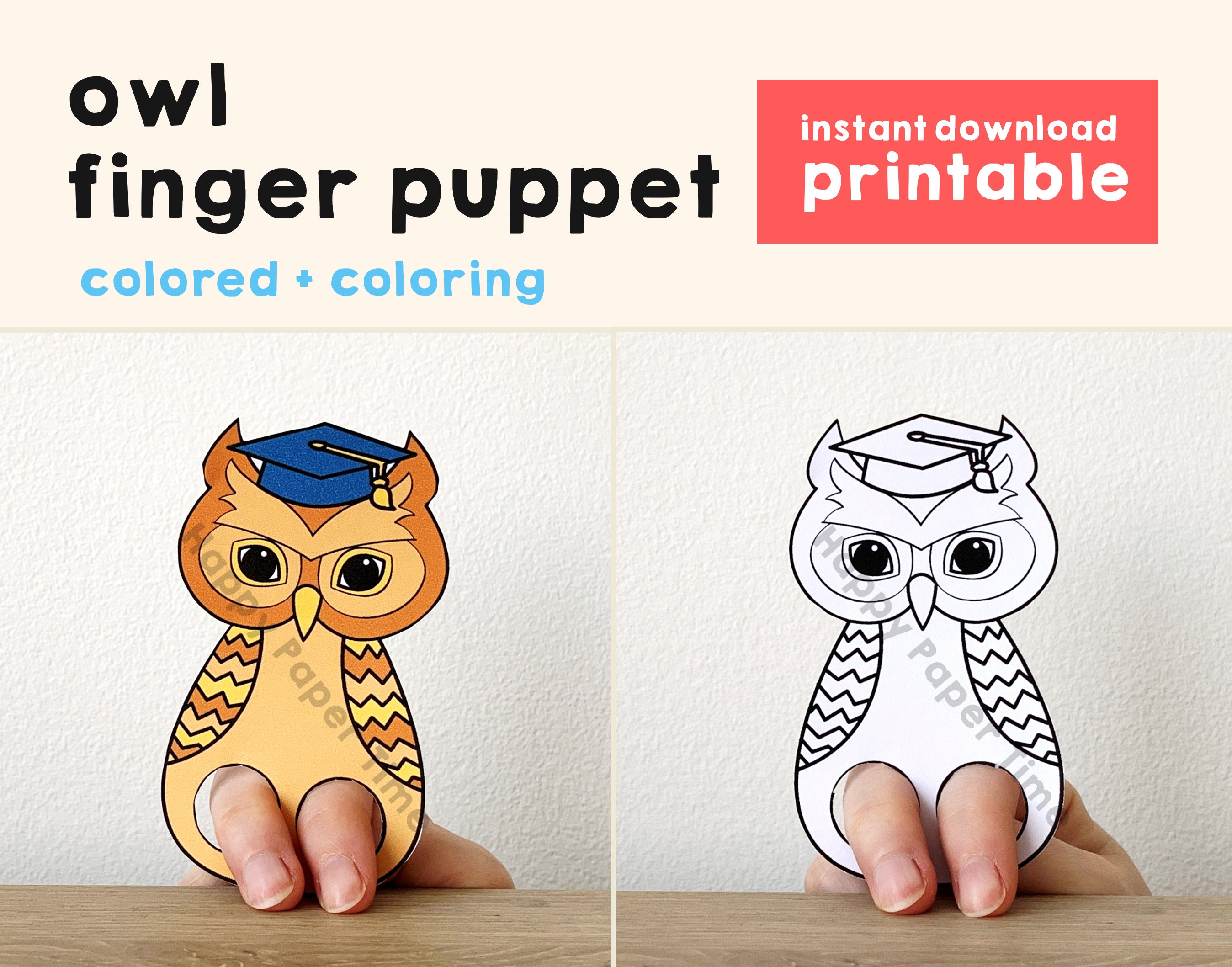 42 Creative Owl Crafts For Kids 2 Owl paper craft printable woodland animal Finger Puppet Kids Craft…