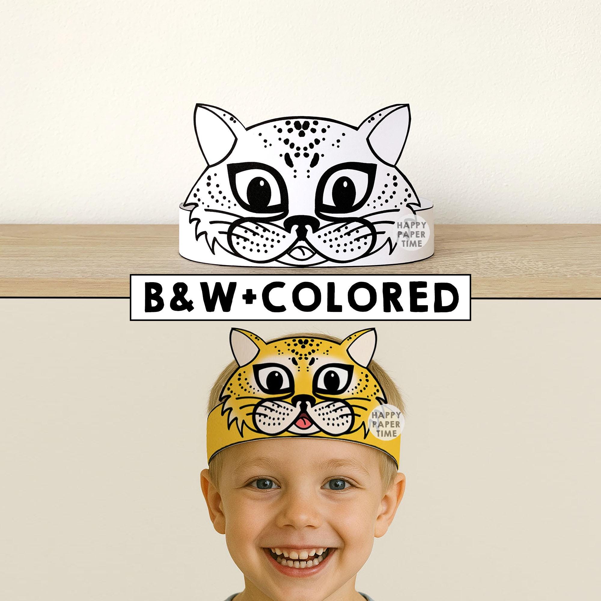 Cheetah Paper Crown Party Coloring Printable Kids Craft Safari Birthday ...