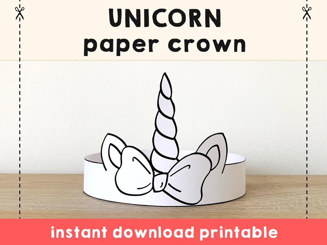 Unicorn Paper Crown Coloring Printable Kids Craft Unicorn Princess ...