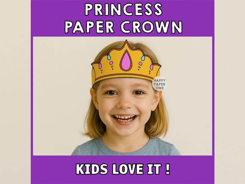 Princess Paper Crown Template Fantasy Medieval Party Headband Costume ...