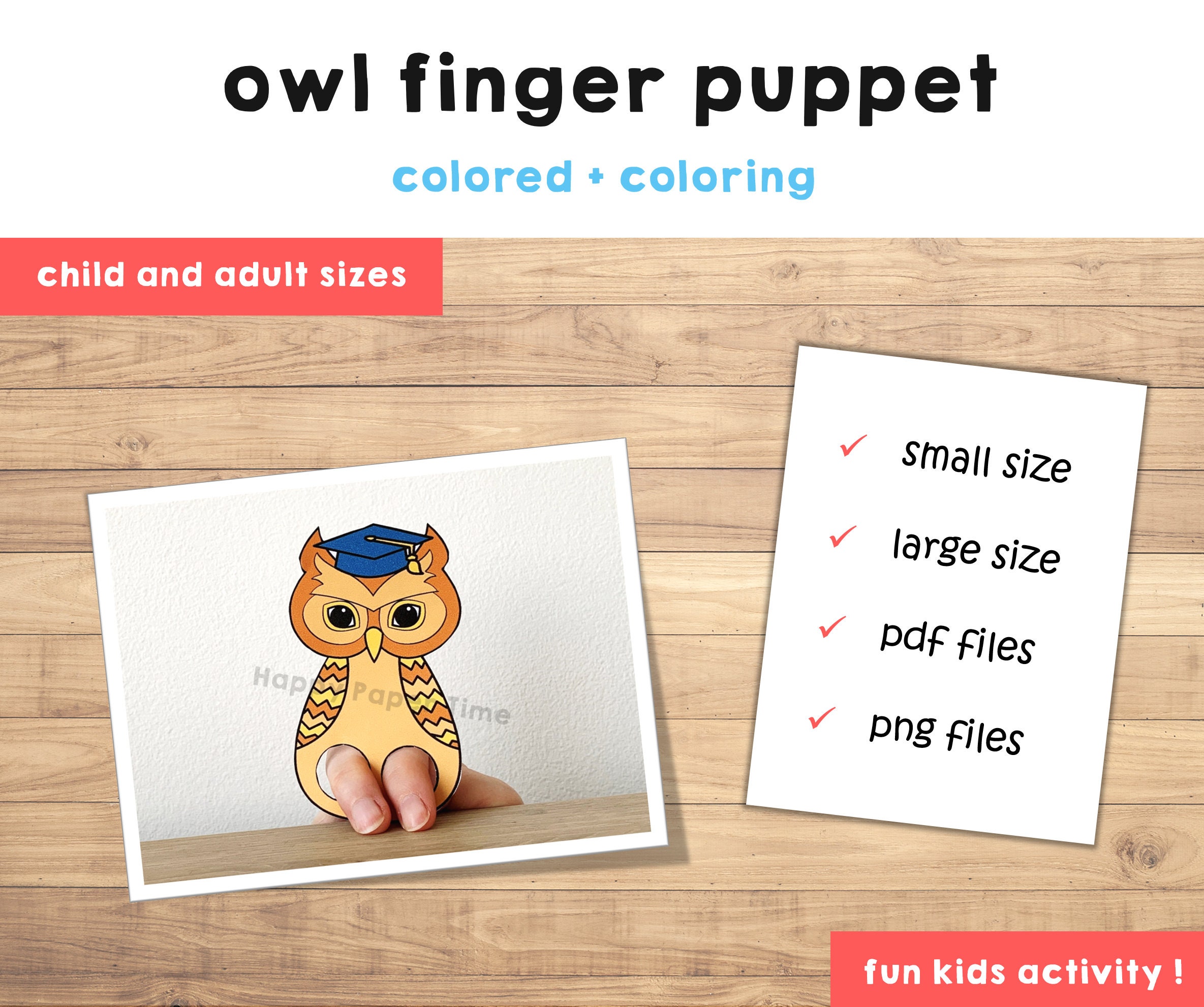 Owl Paper Craft Printable Woodland Animal Finger Puppet Kids Craft Owl ...