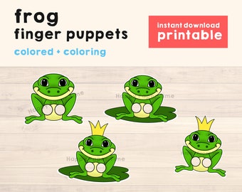 Frog paper craft printable pond animal Finger Puppet Kids Craft frog Birthday Party Kids Coloring Puppet Printable Instant Download