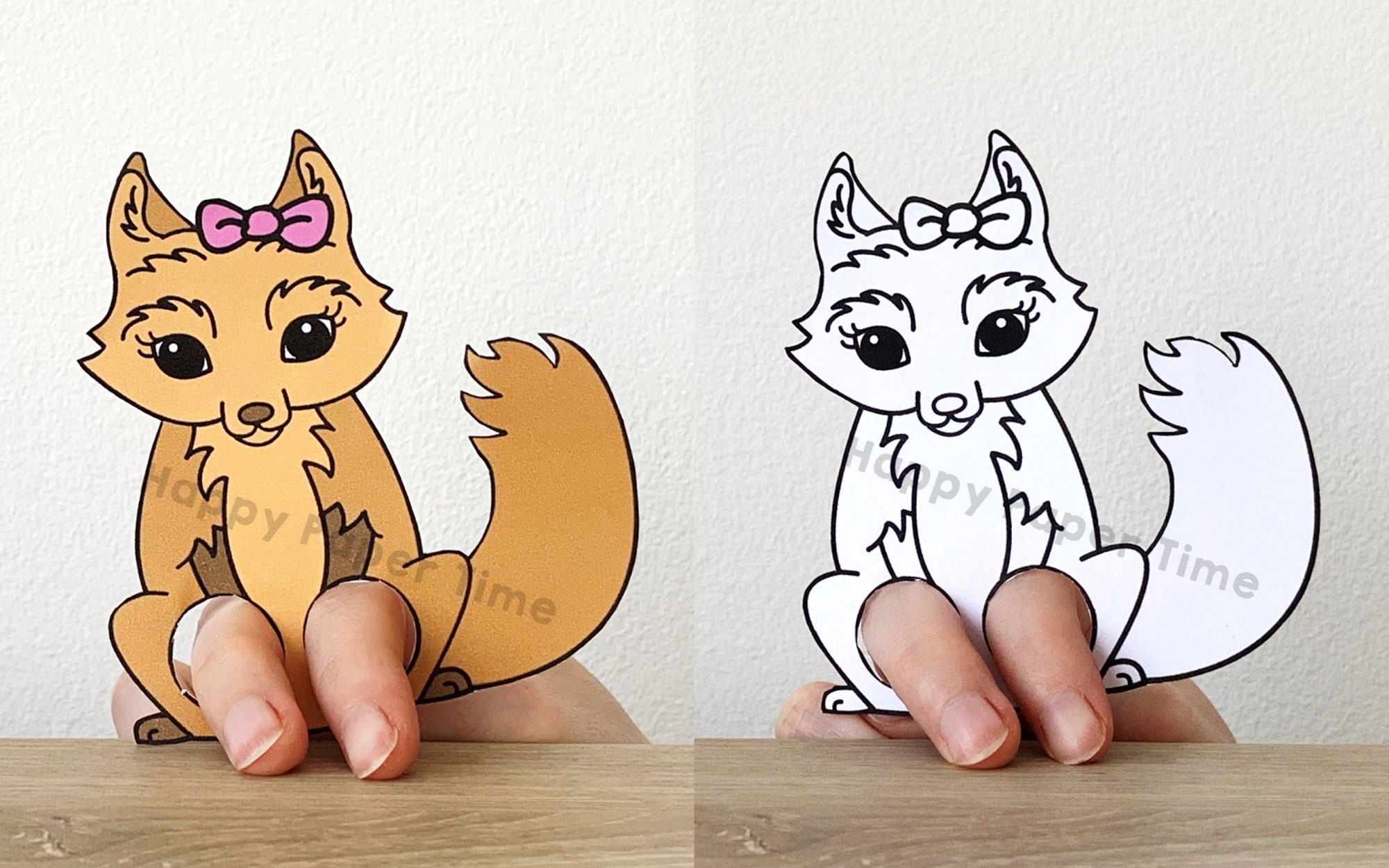 Wolf Paper Craft Printable Woodland Animal Finger Puppet Kids Craft ...