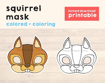 Squirrel mask Woodland mask Animal mask Party Favor Squirrel printable Woodland printable Animal Party prop Woodland Animal Printable Mask