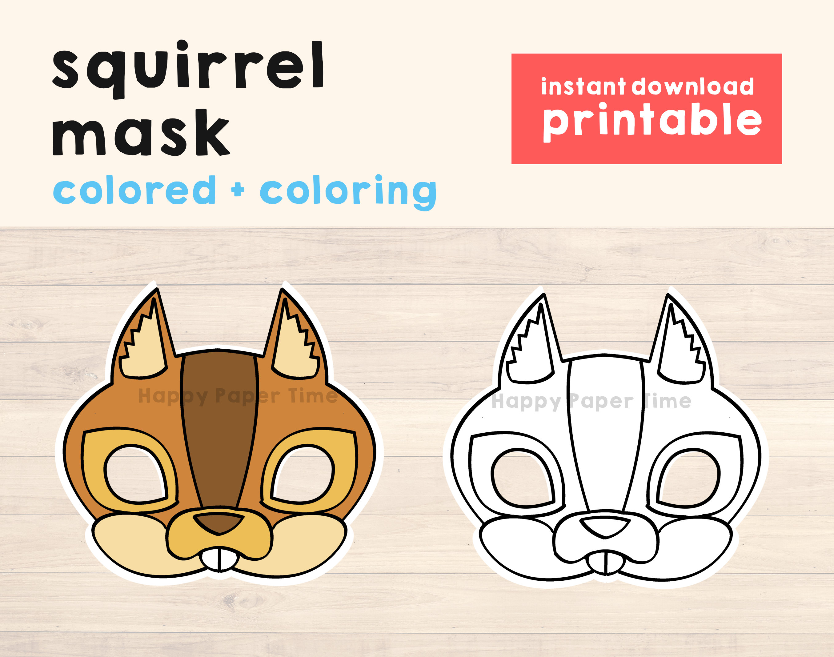 Squirrel Mask Woodland Mask Animal Mask Party Favor Squirrel Etsy