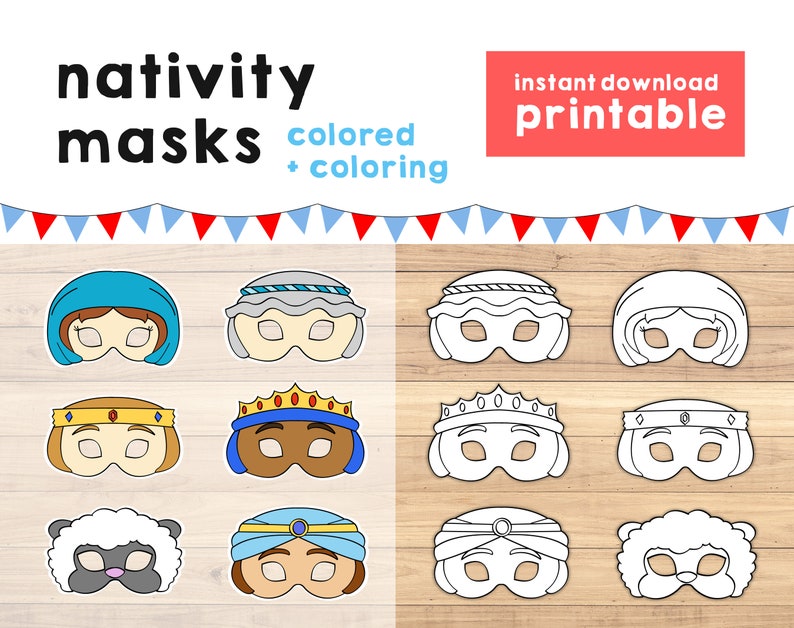 Nativity Masks Kids Nativity Play Kids Masks Nativity Etsy