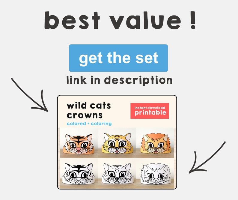 Cheetah Paper Crown Party Coloring Printable Kids Craft Safari Birthday ...