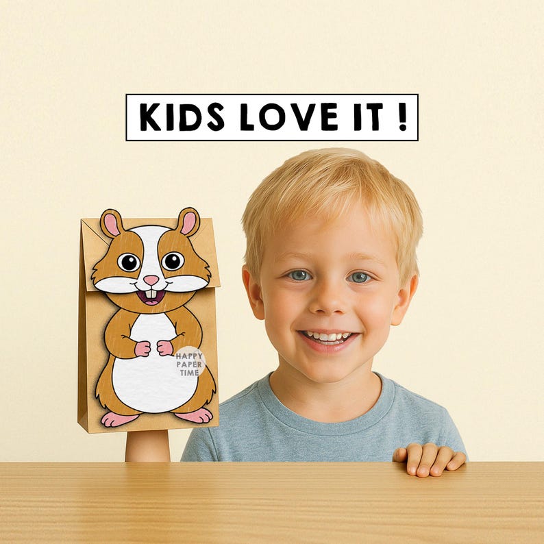 Hamster Papperspåse Marsvin Utskrivbar Husdjurspysselaktivitet Klipp Klistra Färgläggning Festgåva Direkt Nedladdning bild 8