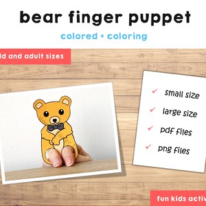 Bear Paper Craft Printable Woodland Animal Finger Puppet Kids Craft ...