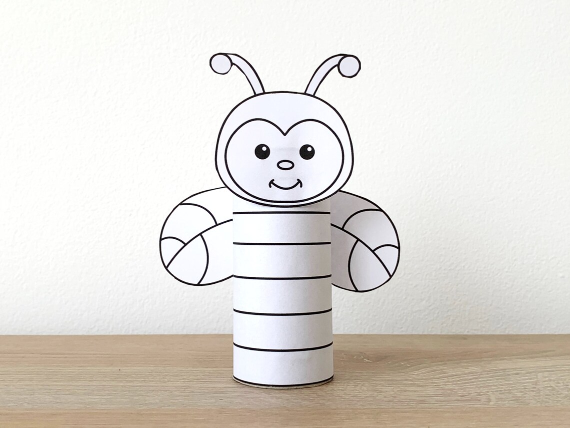 Bee Toilet Paper Roll Craft Bugs Insects Party Coloring Etsy