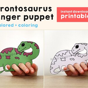 Dinosaur Brontosaurus paper craft printable Finger Puppet Kids Craft Dinosaur Birthday Party Kids Coloring Puppet Printable Instant Download