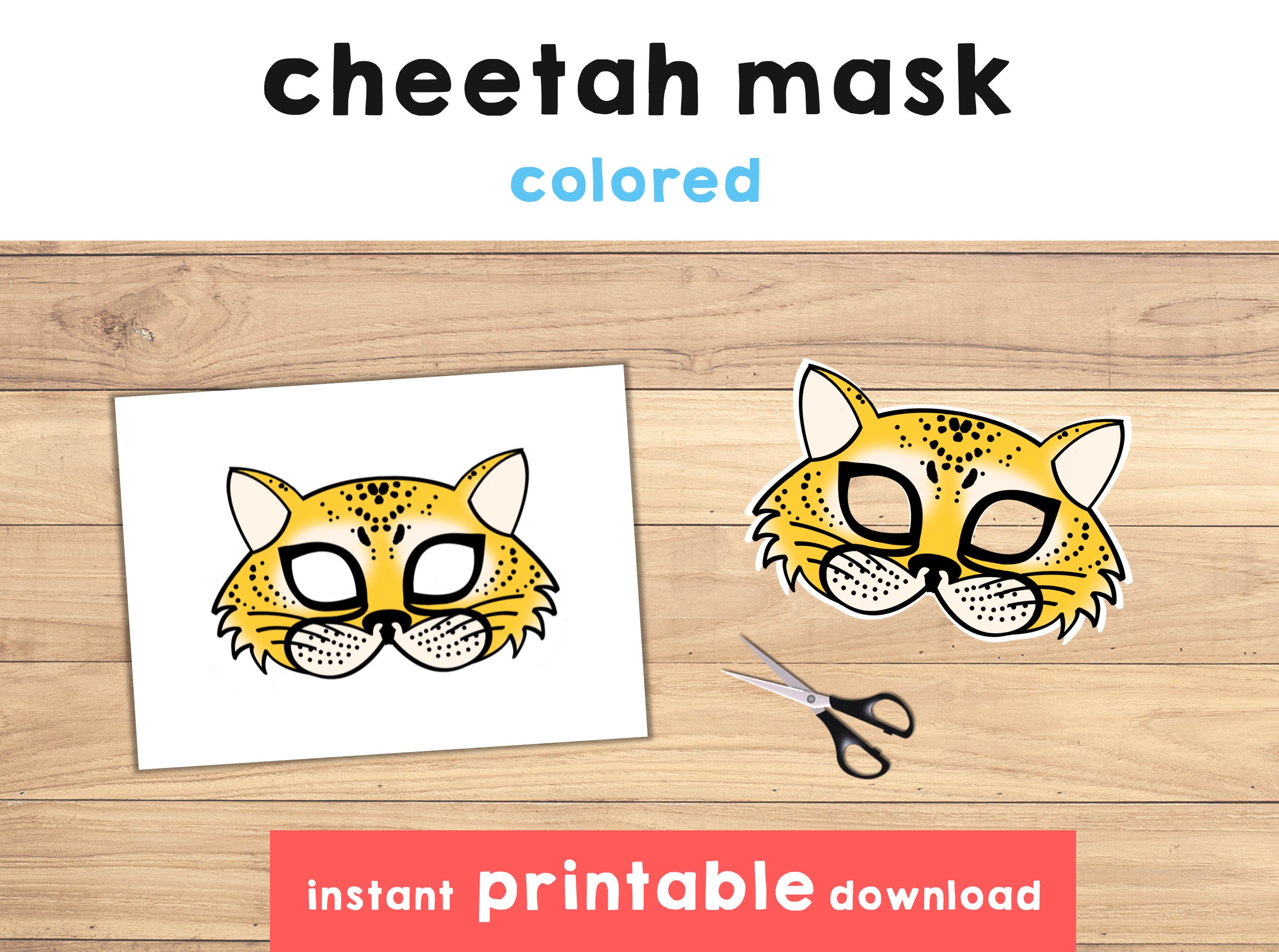 Cheetah Party Favor Mask Printable Cheetah Costume Mask Jungle Animal ...