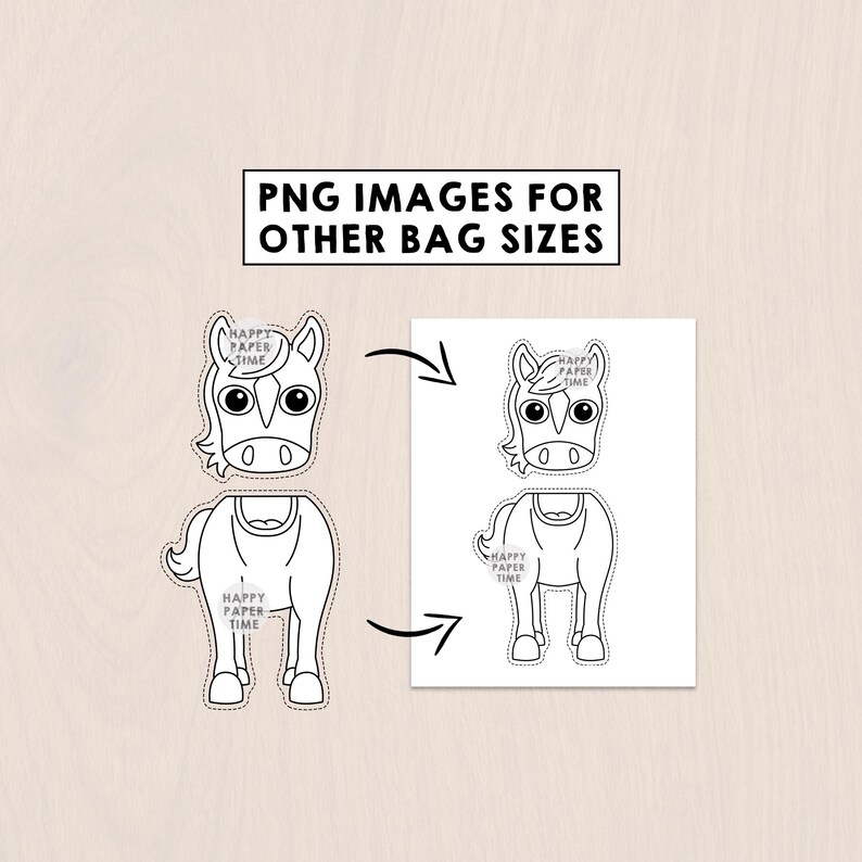 Horse Paper Bag Puppet Pony Printable Farm Animal Craft Activity Cut ...