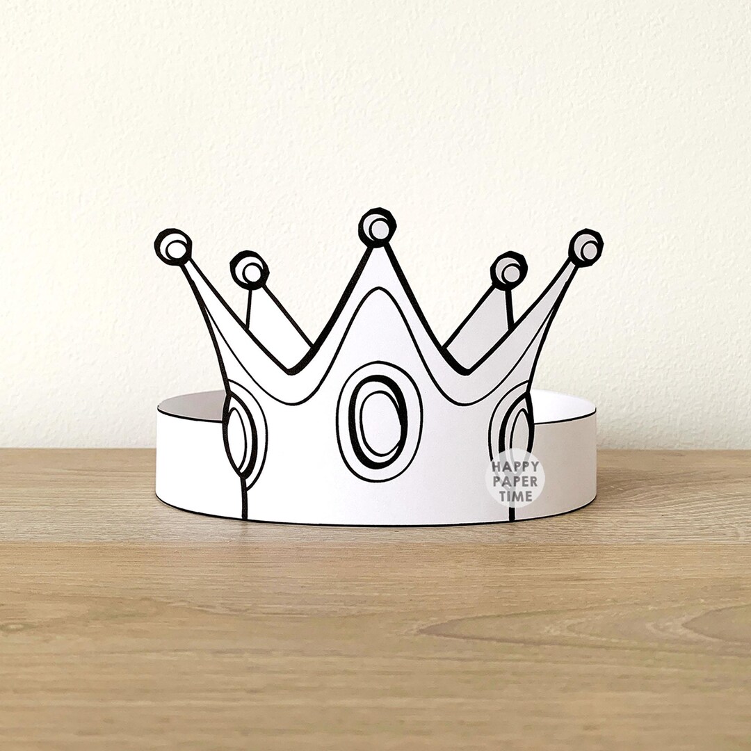 Princess Paper Crown Coloring Printable Kids Craft Princess Birthday ...