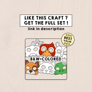 Dog paper mask costume pet animal coloring craft activity party favor animal printable mask - Instant Download PDF image 9