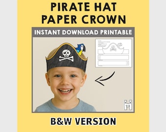 Pirate Hat Paper Crown template Pirate Captain Party Headband Coloring Printable Kids Craft Birthday Favor pdf favor DIY - Instant Download