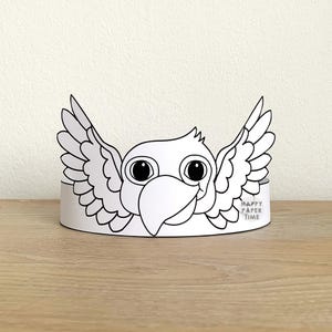 Parrot Paper Crown Headband Pet Animal Printable Kids Craft Activity Bird Party Coloring Birthday Favor Costume DIY PDF Instant Download