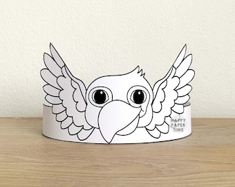 Parrot Paper Crown Headband Pet Animal Printable Kids Craft Activity Bird Party Coloring Birthday Favor Costume DIY PDF Instant Download