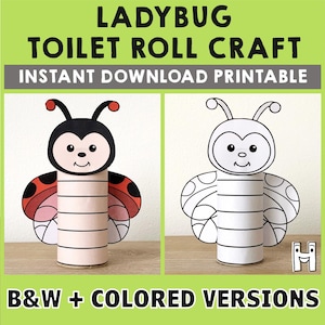 Coccinella Rotolo di Carta Igienica Artigianale Insetti Festa Colorare Stampabile Decorazione Bambini Gioco Ritaglia Colla Fai da Te - Download Immediato