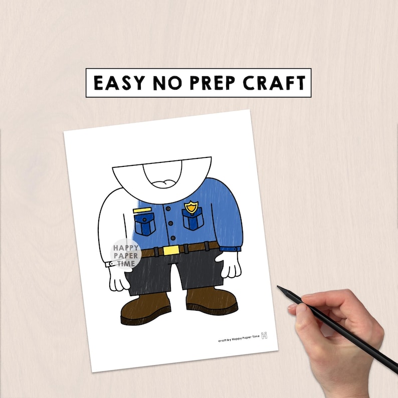 Police Officer Paper Bag Puppet Printable Community Helper Craft ...