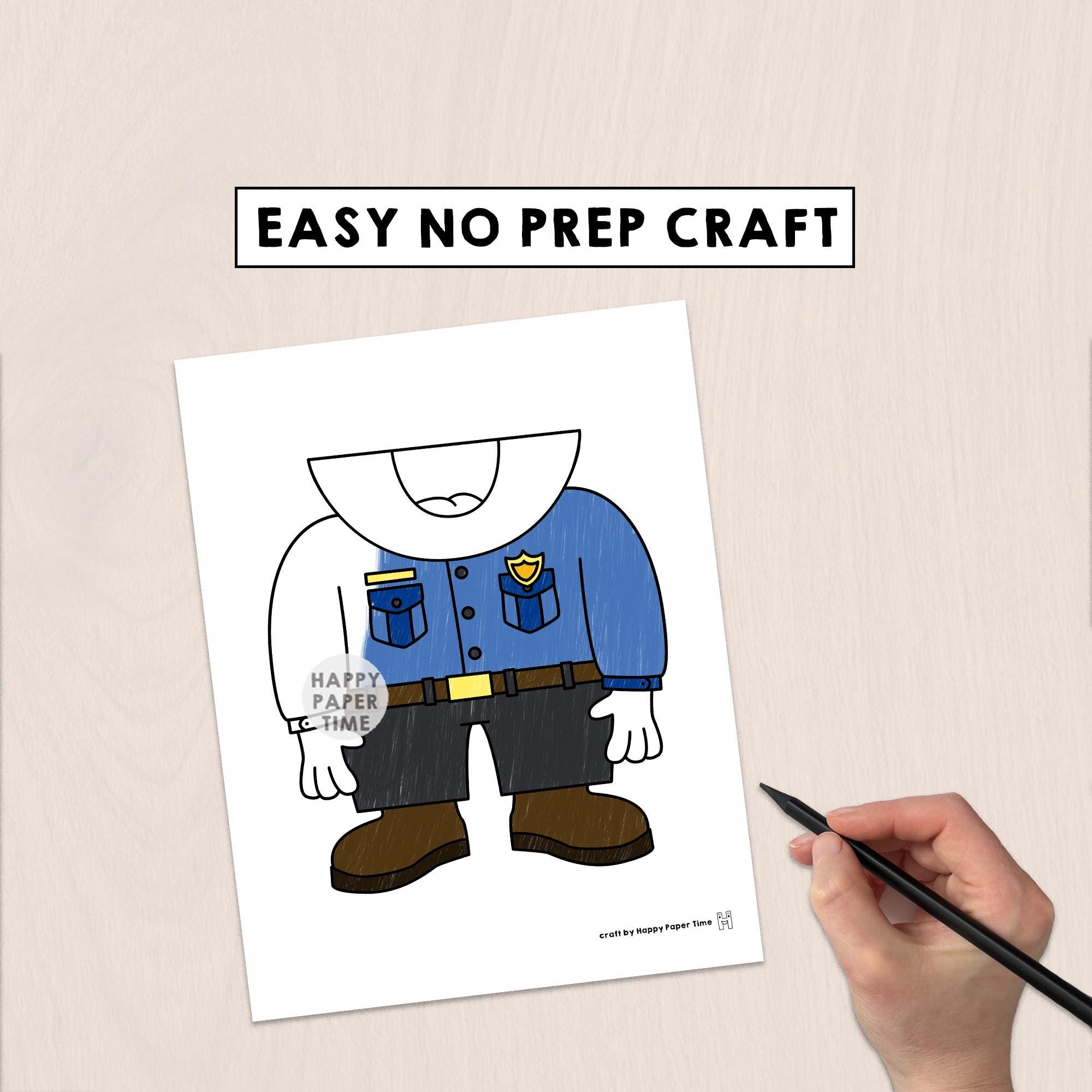Police Officer Paper Bag Puppet Printable Community Helper Craft ...